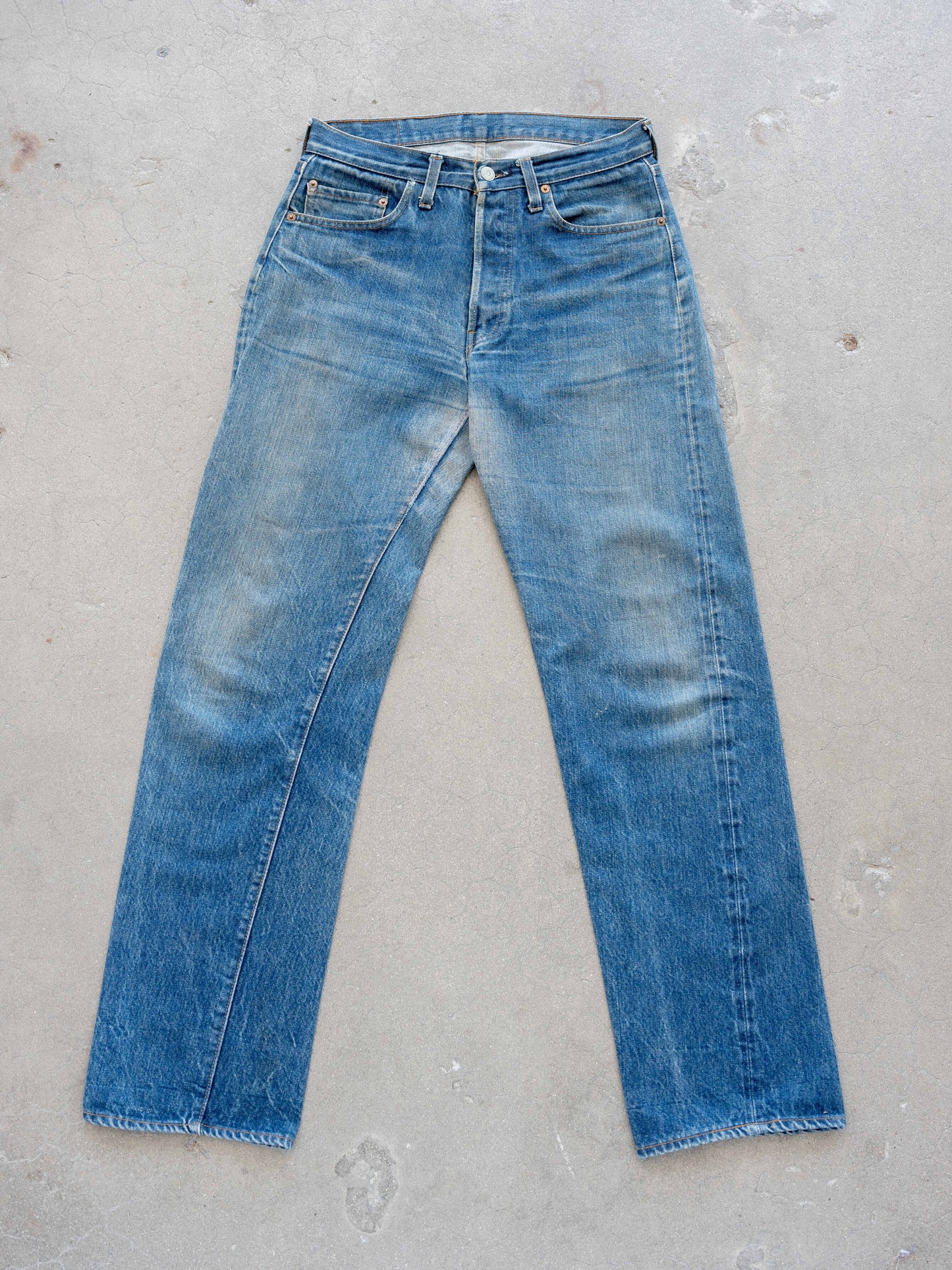 1970’s/1980’s Levi’s 501s Redlines with Whiskering in a Dark Mid Wash 31W