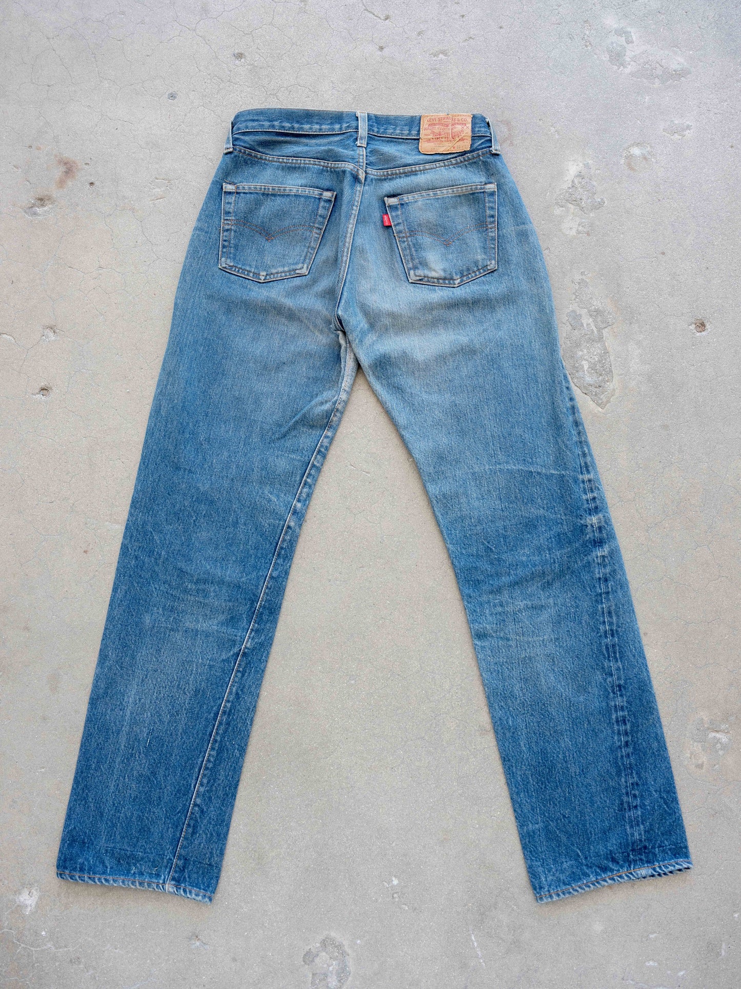 1970’s/1980’s Levi’s 501s Redlines with Whiskering in a Dark Mid Wash 31W