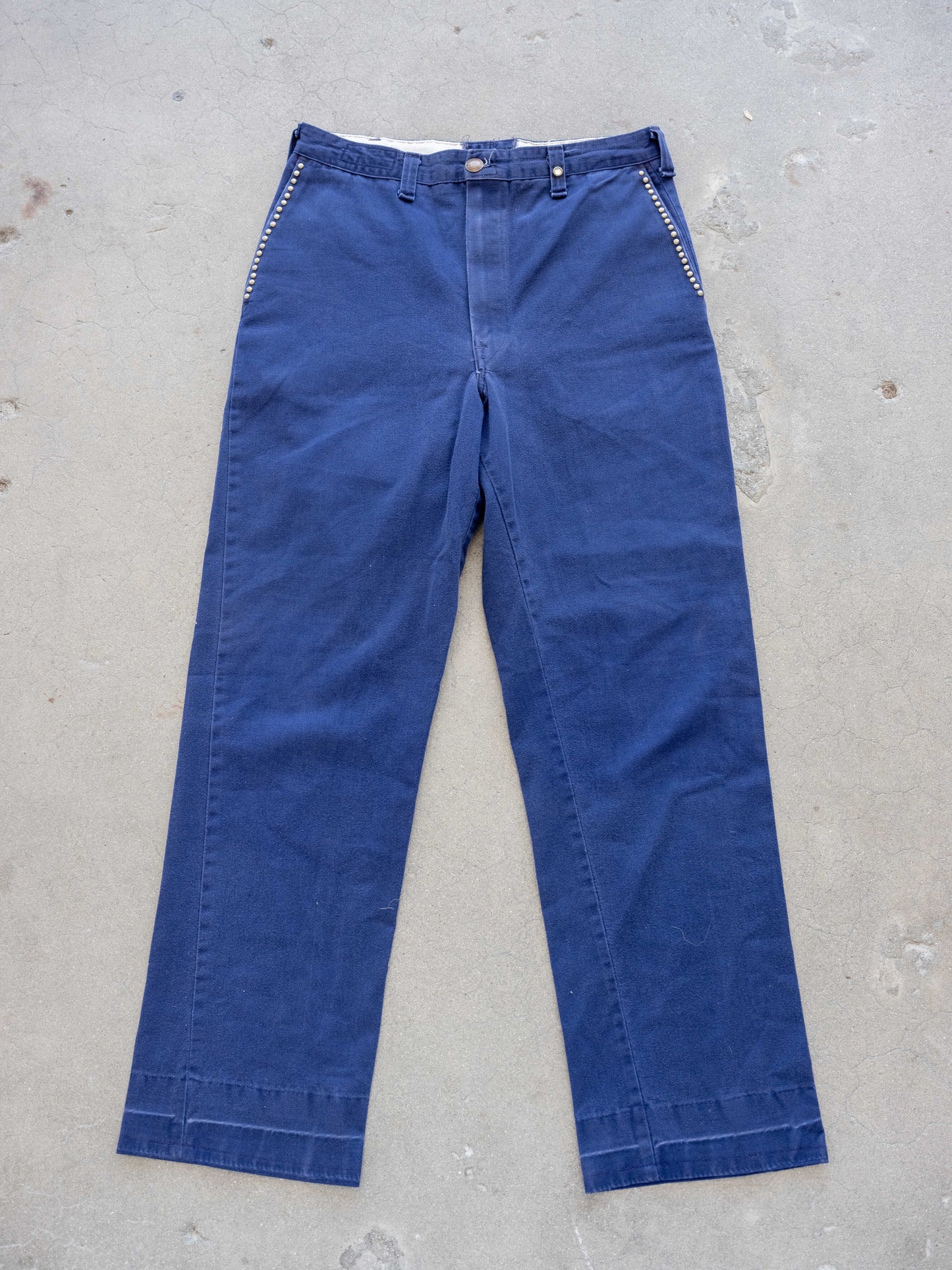 1960’s Studded Navy Chino’s with Buffalo Nickel Buttons 32W