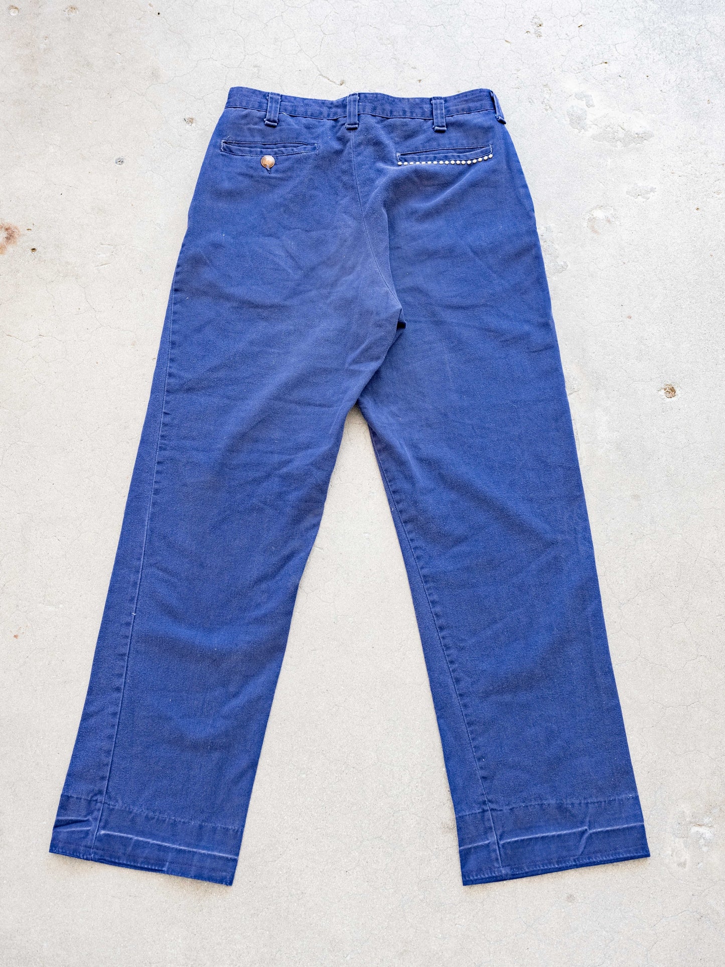 1960’s Studded Navy Chino’s with Buffalo Nickel Buttons 32W
