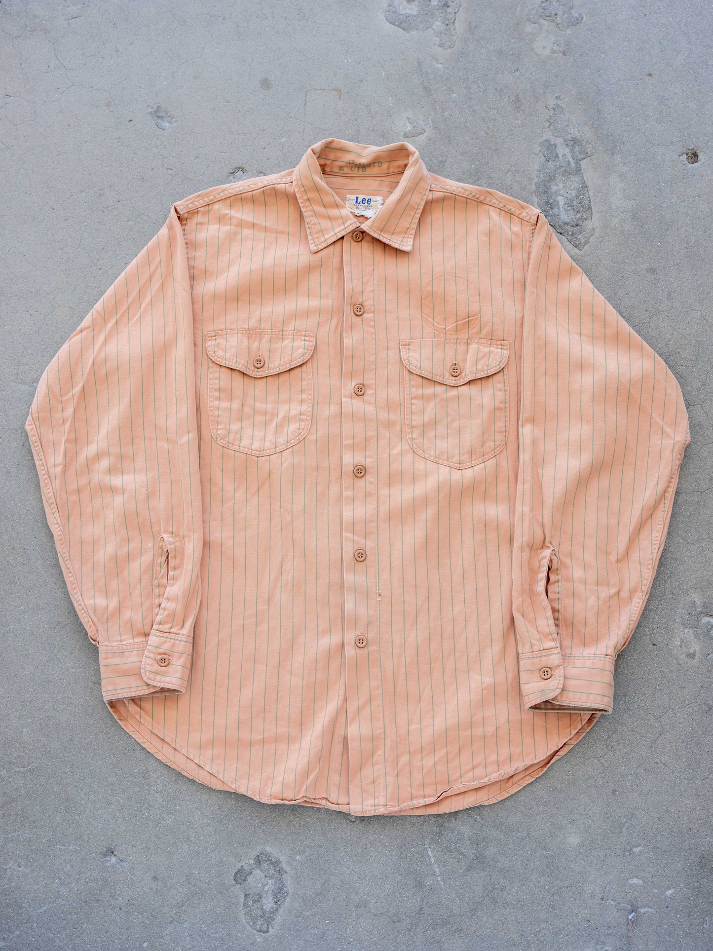 1950’s/1960’s Lee Coca-Cola Work Shirt in Striped HBT (Size Large)
