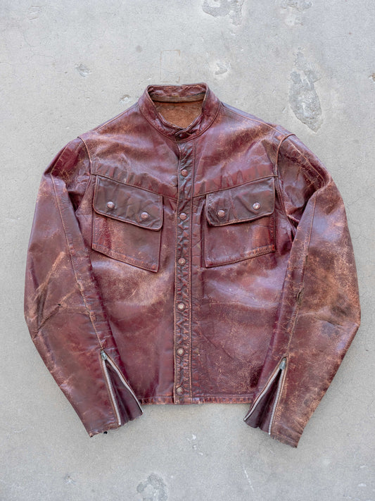 1960’s Unbranded Insane Patina Red Motorcycle Jacket (Size Medium)