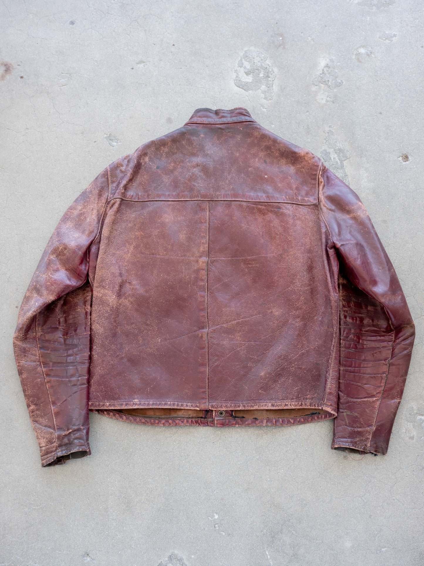 1960’s Unbranded Insane Patina Red Motorcycle Jacket (Size Medium)