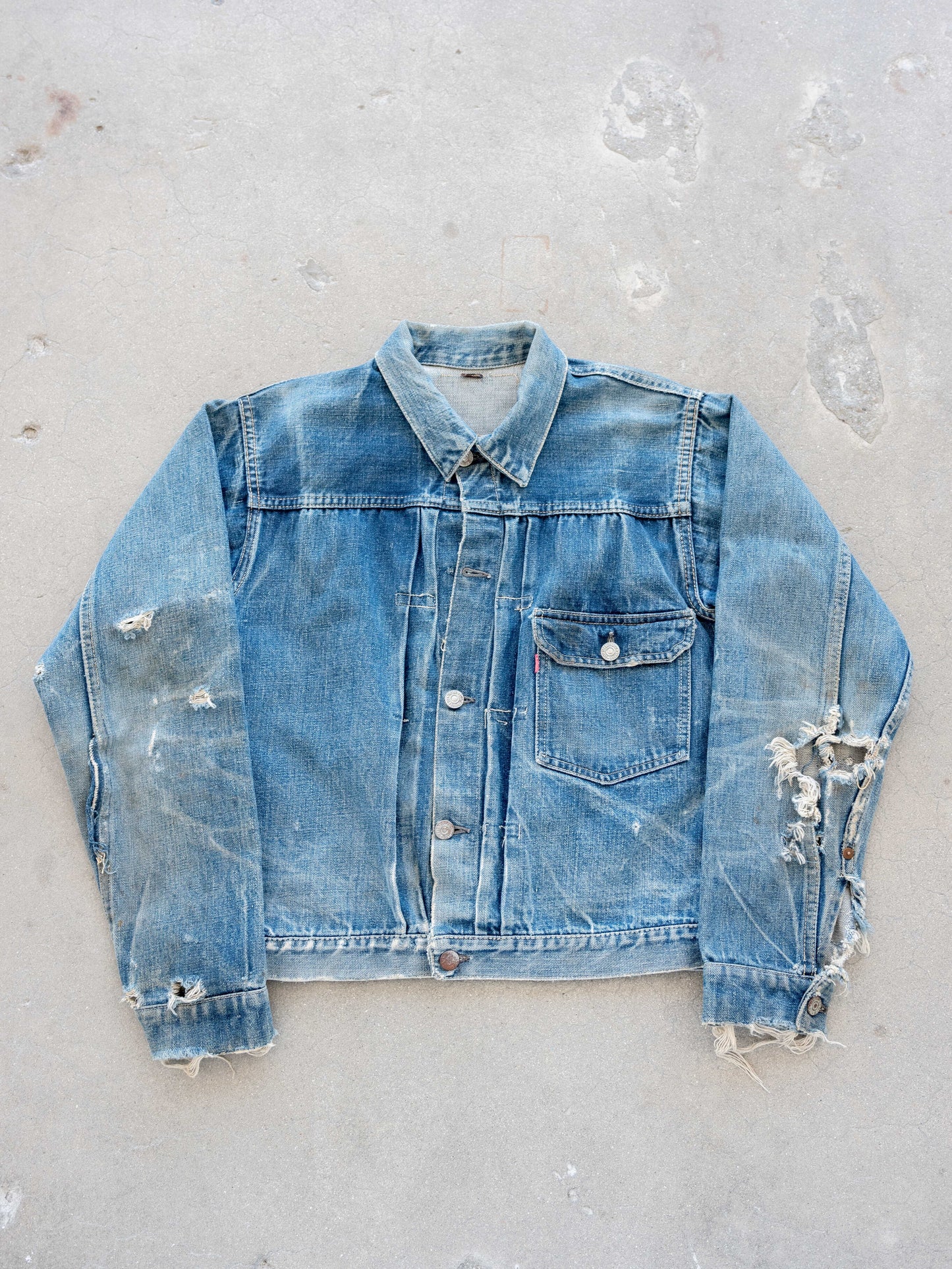 1940's Levi's 506xx Type One Jacket with Distressing and Heavy Whiskering (Size 38)