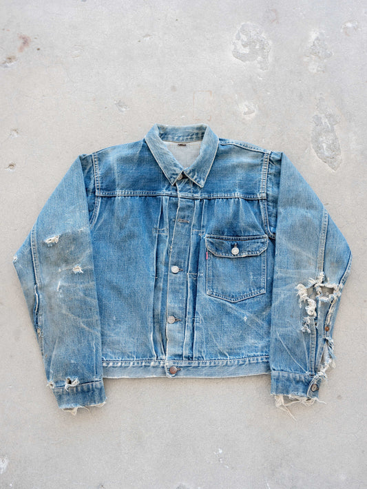 1940's Levi's 506xx Type One Jacket with Distressing and Heavy Whiskering (Size 38)