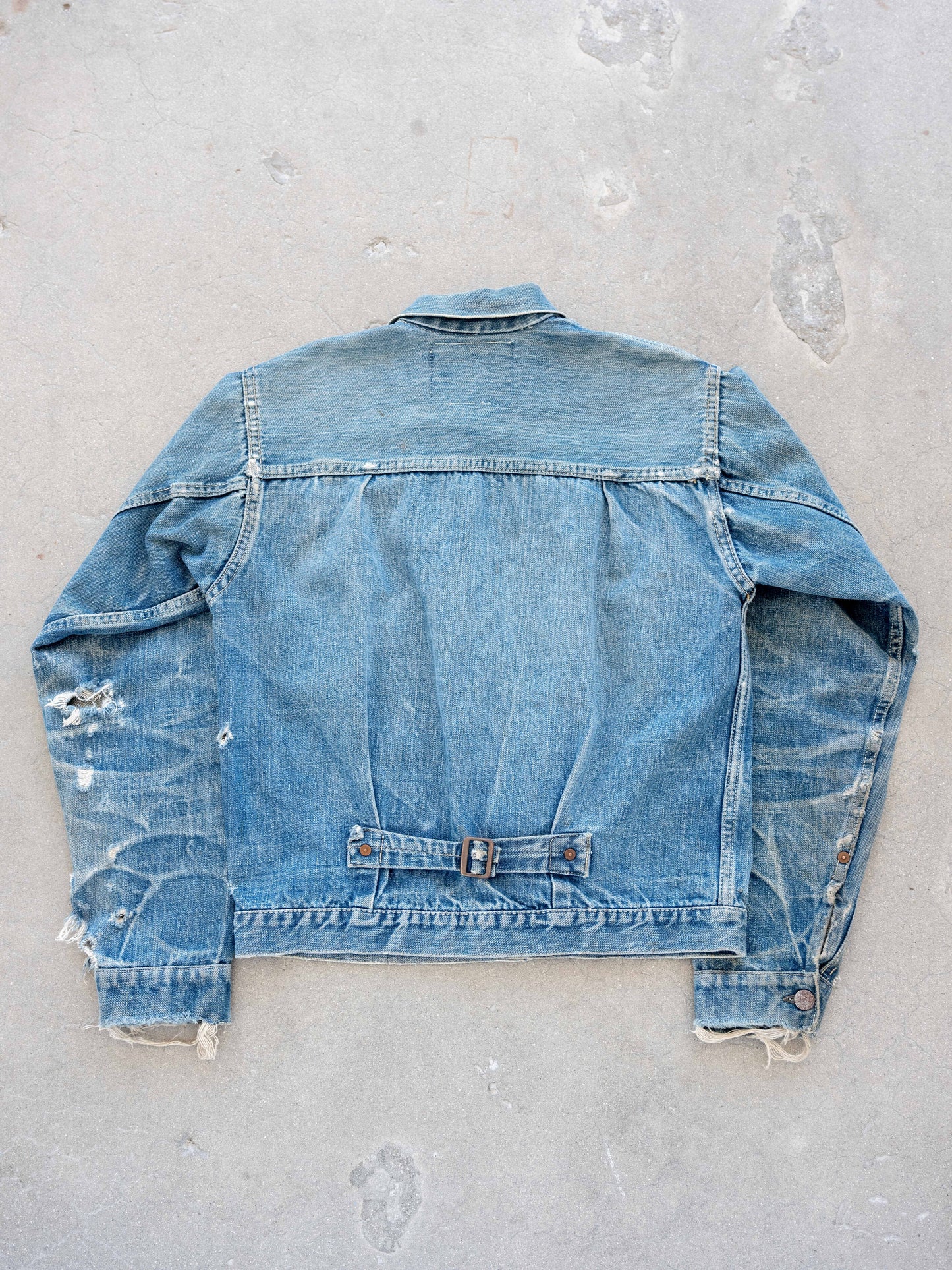1940's Levi's 506xx Type One Jacket with Distressing and Heavy Whiskering (Size 38)