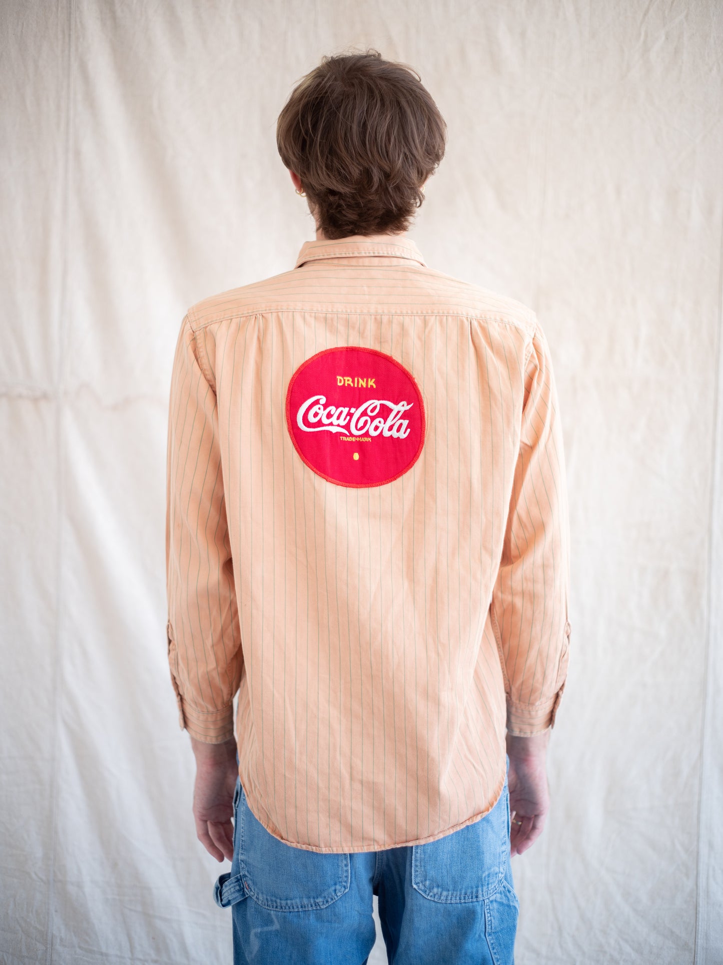 1950’s/1960’s Lee Coca-Cola Work Shirt in Striped HBT (Size Large)