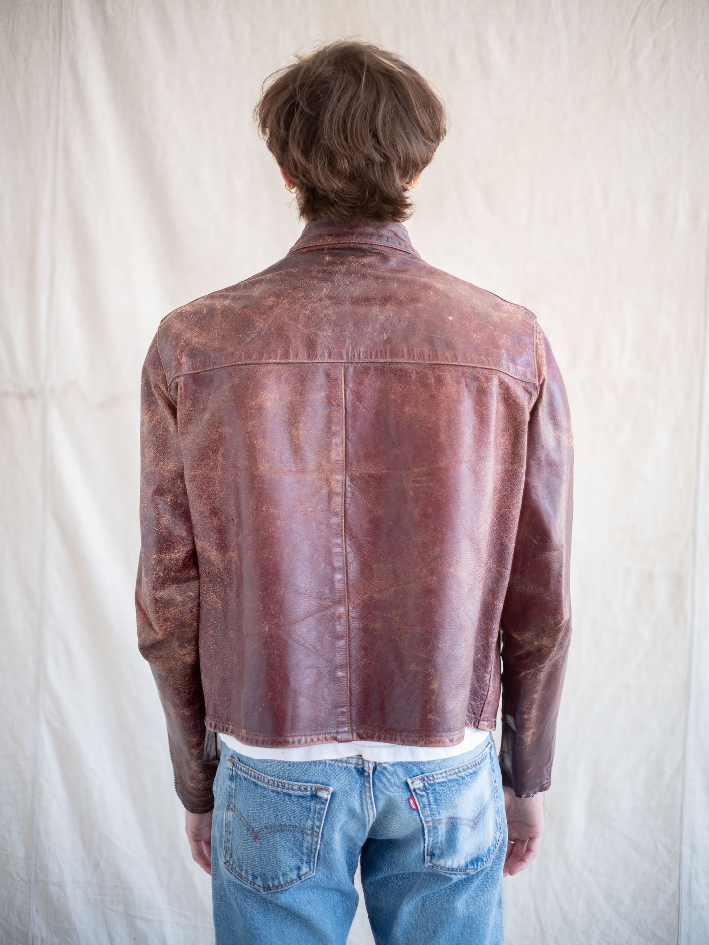 1960’s Unbranded Insane Patina Red Motorcycle Jacket (Size Medium)