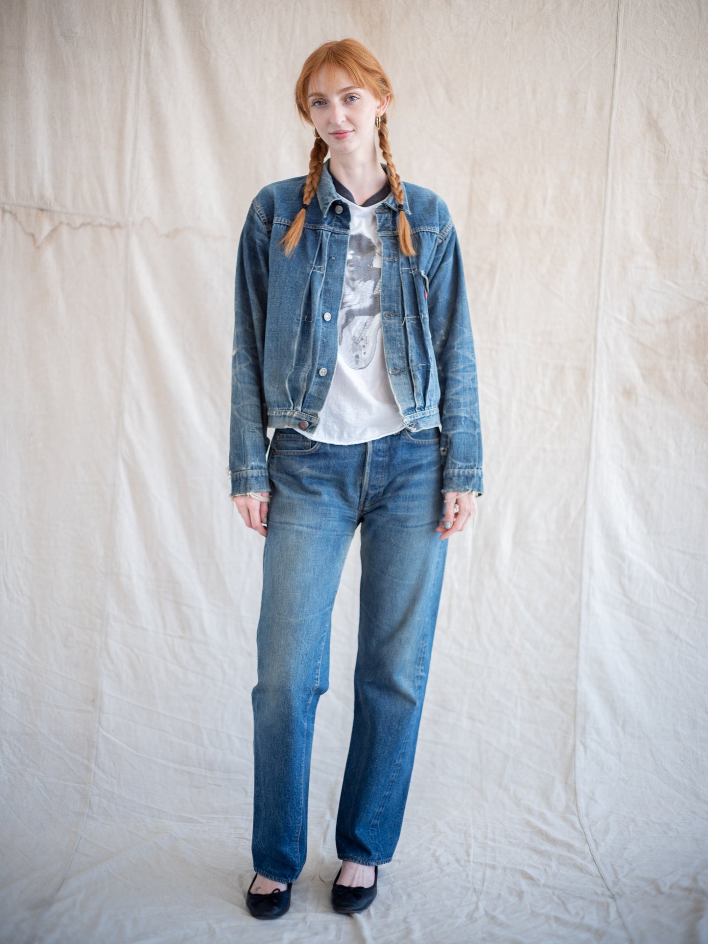 1940's Levi's 506xx Type One Jacket with Distressing and Heavy Whiskering (Size 38)