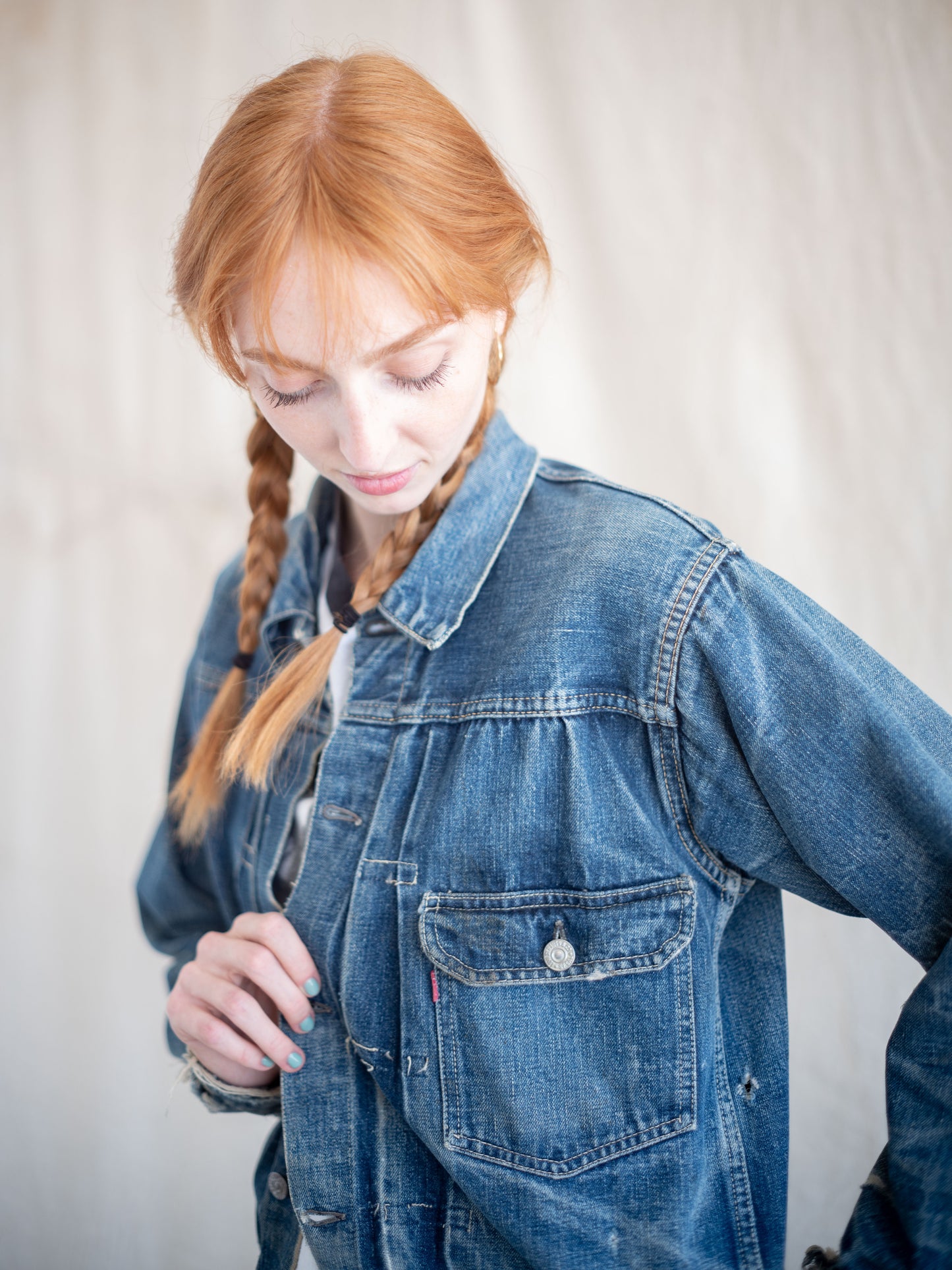 1940's Levi's 506xx Type One Jacket with Distressing and Heavy Whiskering (Size 38)