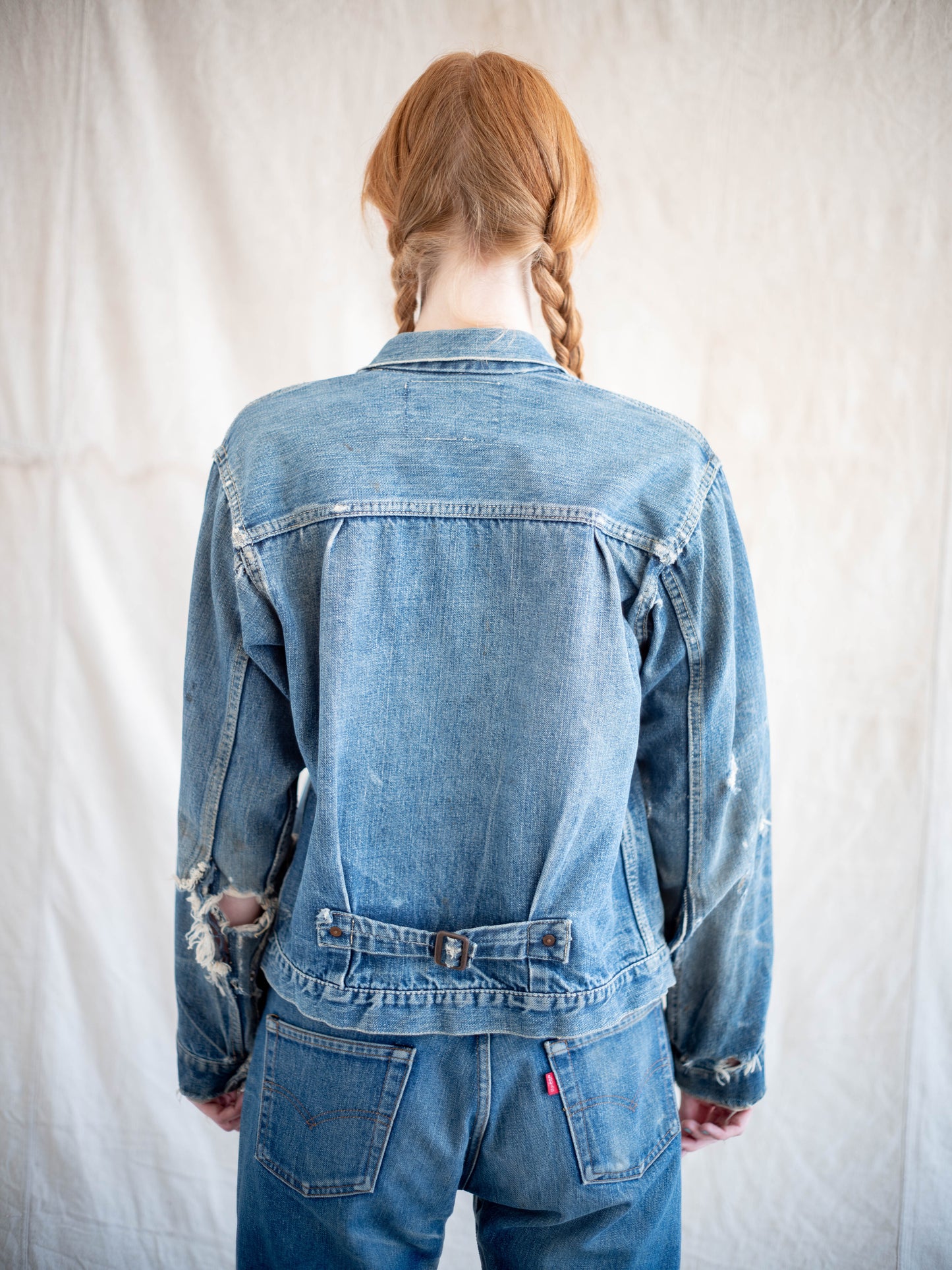 1940's Levi's 506xx Type One Jacket with Distressing and Heavy Whiskering (Size 38)