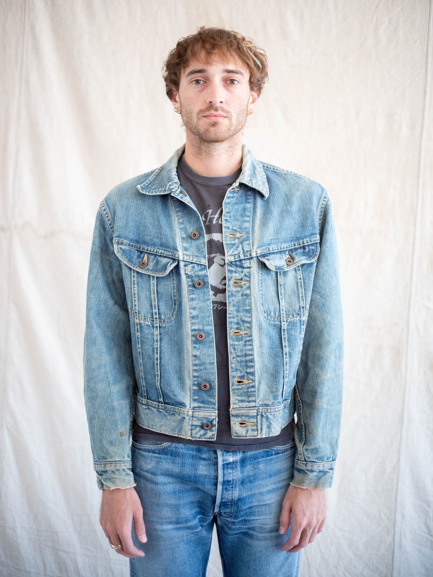 1960’s/1970’s Lee Rider Jacket with Replaced Buttons in a Crazy Wash (Size Medium)