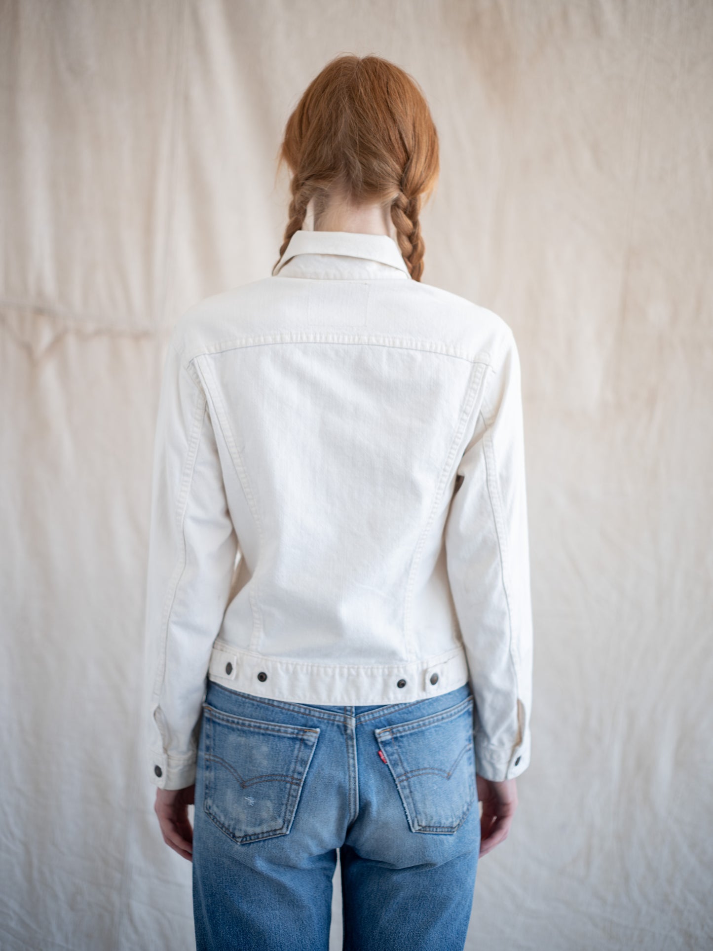 1970’s Levi’s White Type 3 with Snap Buttons (Size Small)