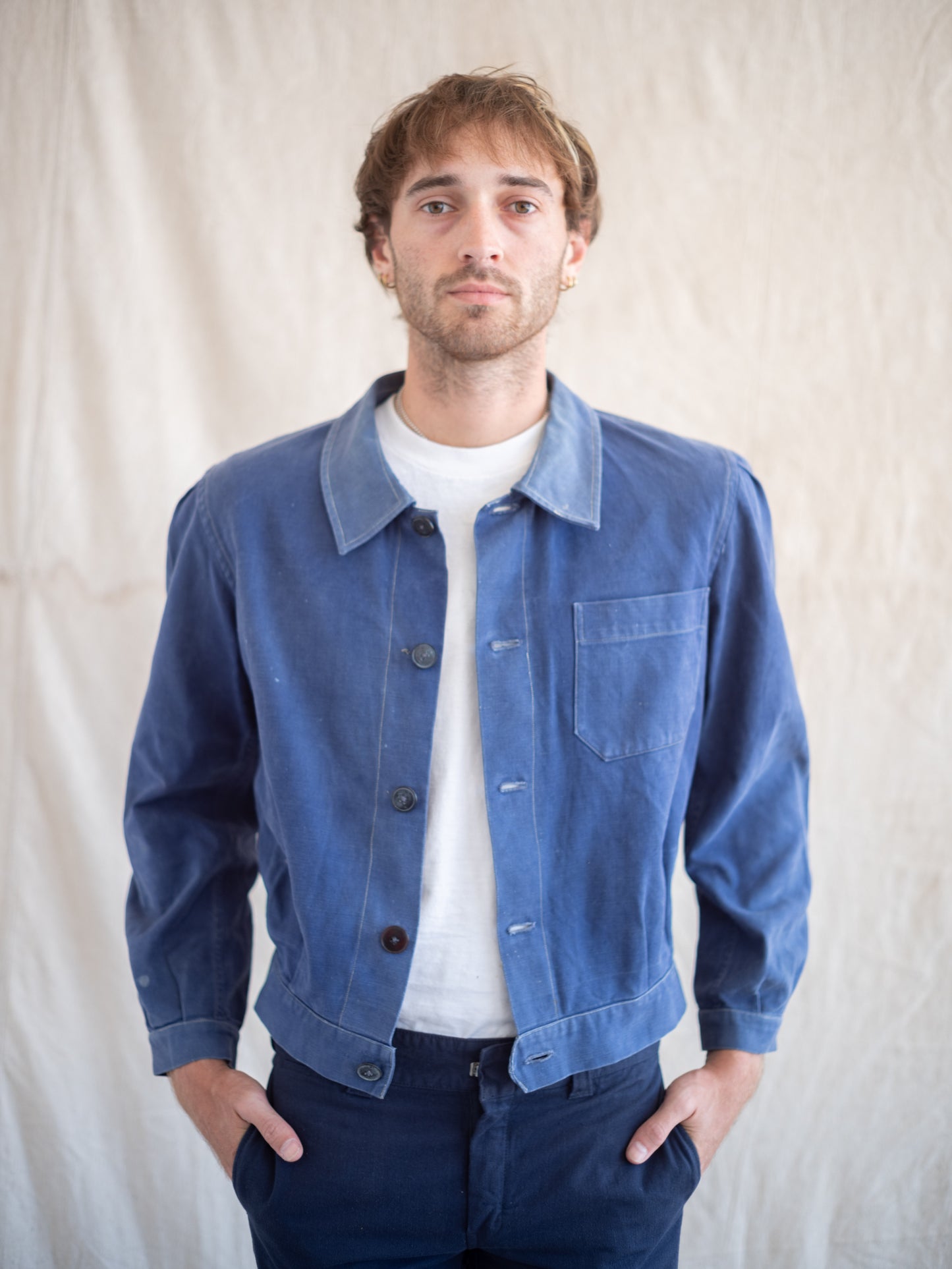 1950’s French Type One Style Jacket with Beautiful Fading Character (Size Large)