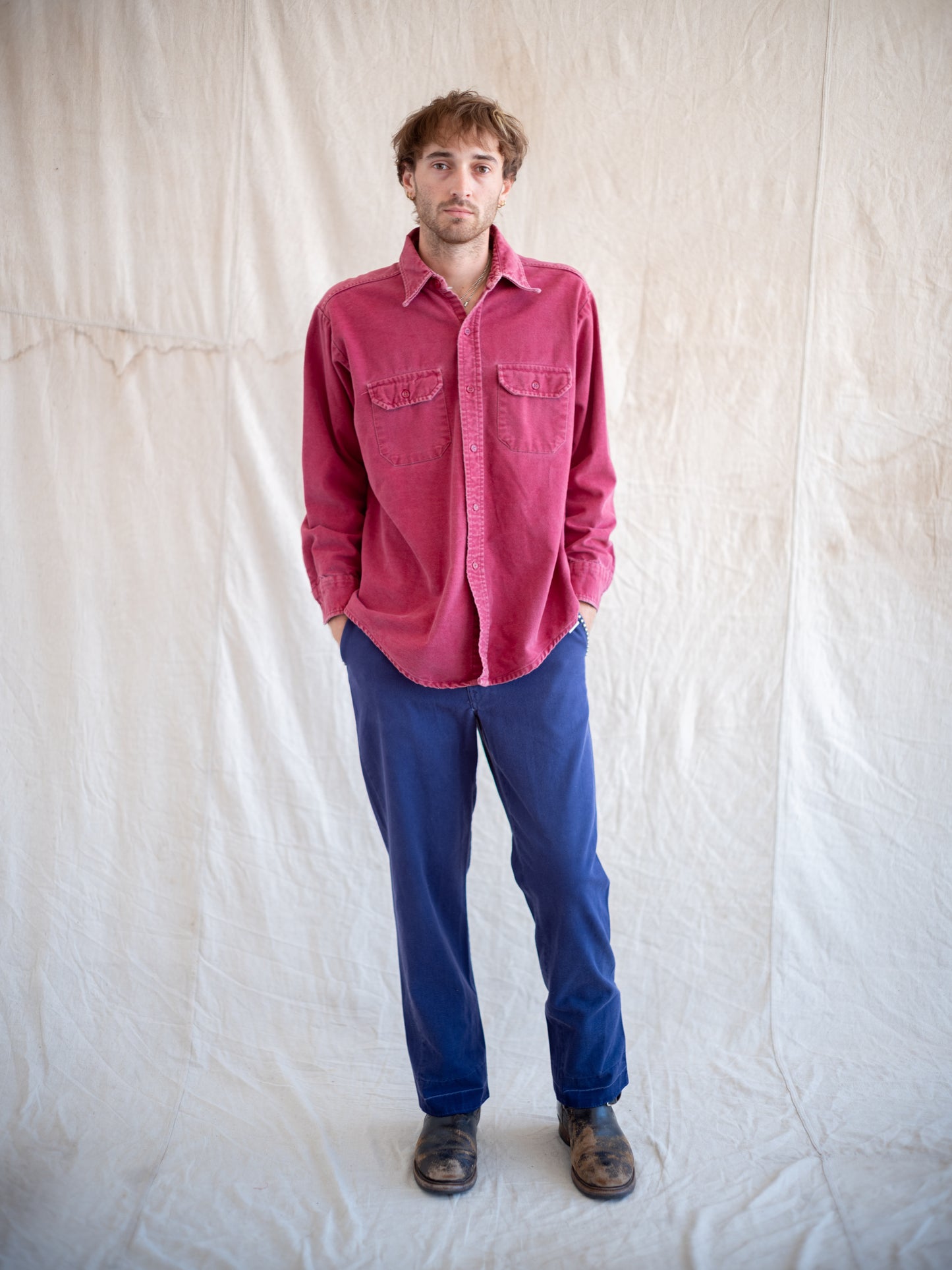1960’s Studded Navy Chino’s with Buffalo Nickel Buttons 32W