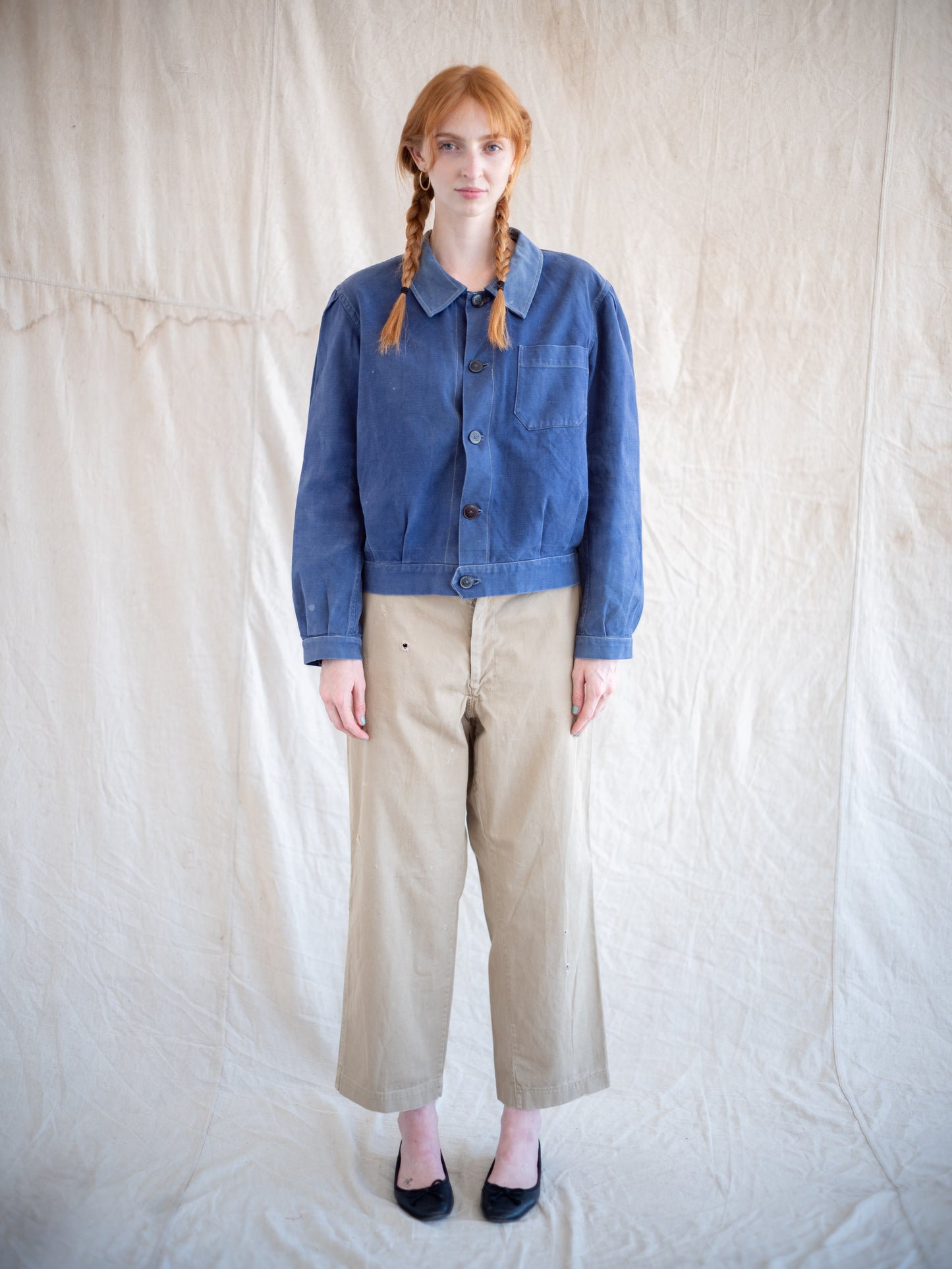 1960’s Lightly Distressed Khaki Chinos with a Wide Leg 34W