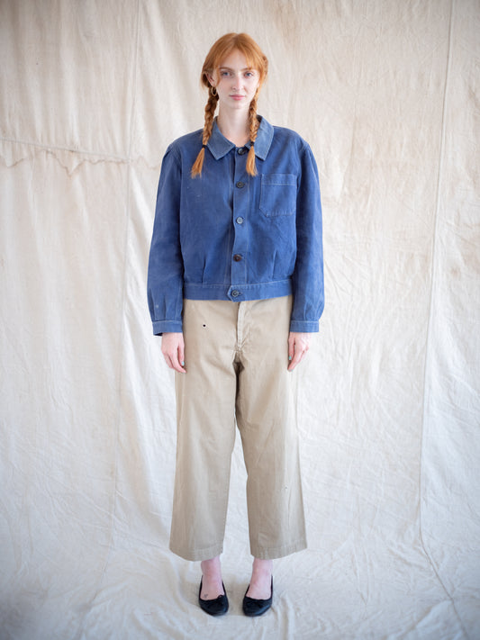 1960’s Lightly Distressed Khaki Chinos with a Wide Leg 34W