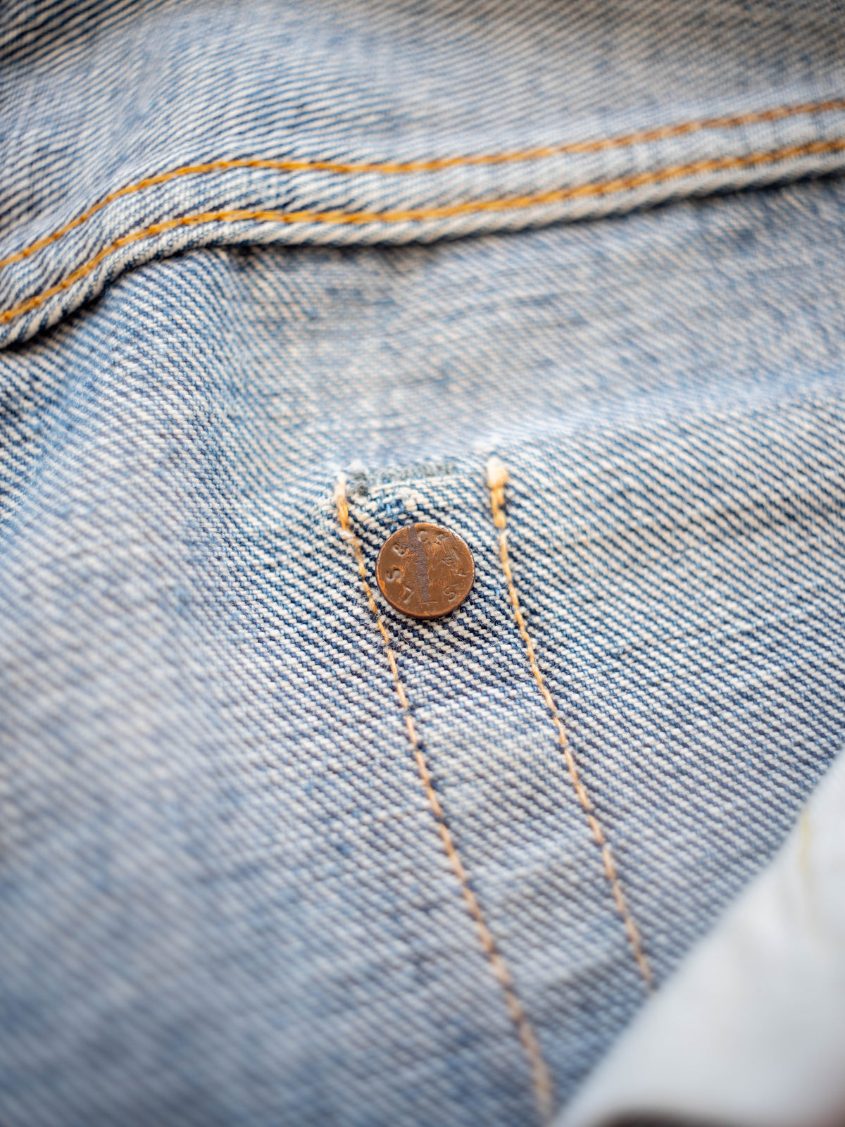 1960’s Levi’s 501XX Hidden Rivets in a True Midwash with Repairs 32W