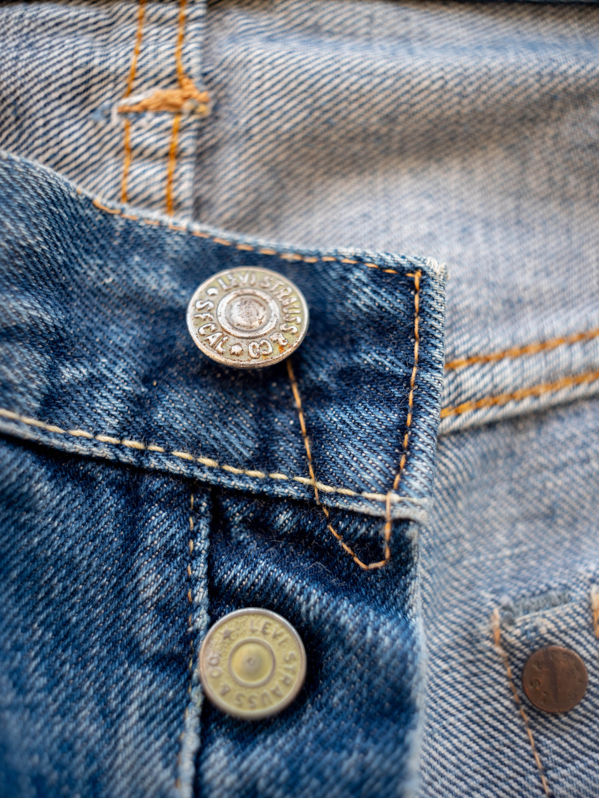 1960’s Levi’s 501XX Hidden Rivets in a True Midwash with Repairs 32W
