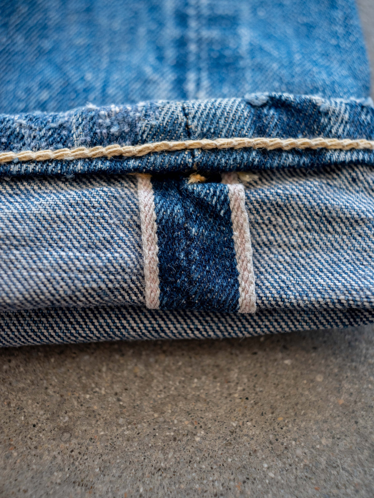 1960’s Levi’s Selvedge Big E 505s in a Light Midwash with Repairs 34W