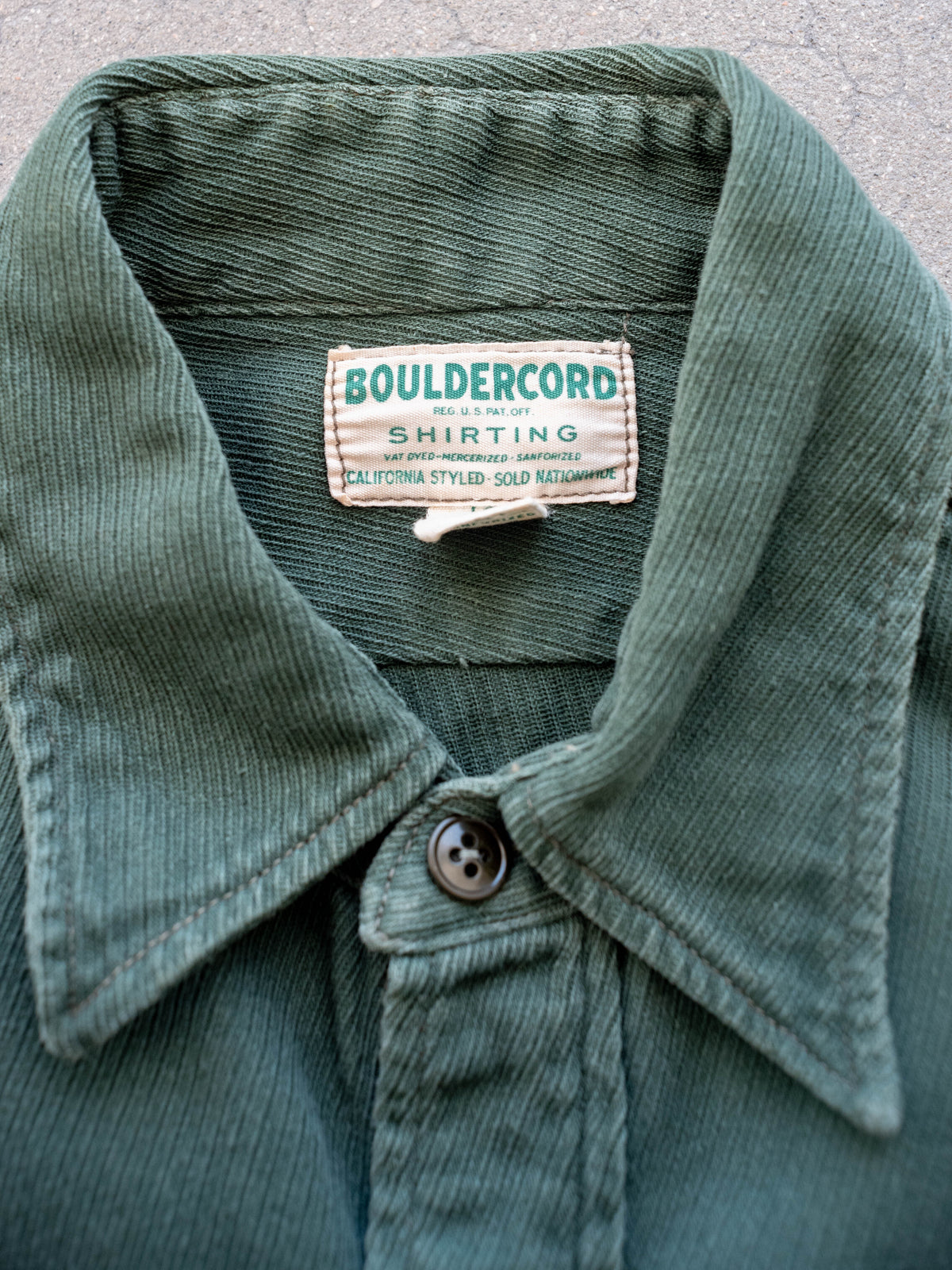 1950’s/1960’s Green Whipcord Workshirt with Distressing (Size Medium)