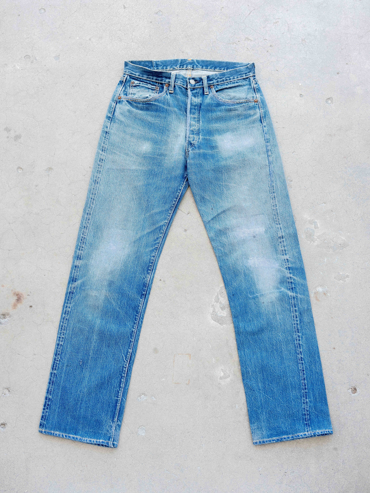 1960’s Levi’s 501XX Hidden Rivets in a True Midwash with Repairs 32W