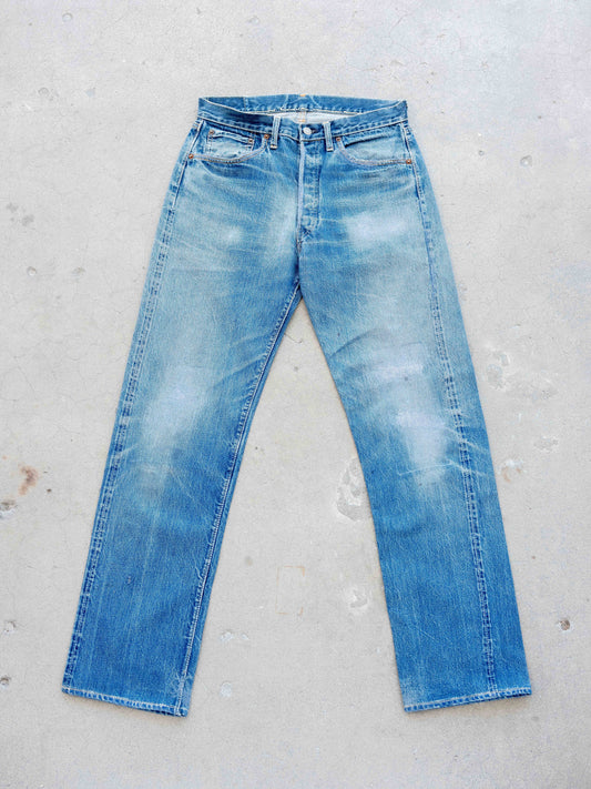 1960’s Levi’s 501XX Hidden Rivets in a True Midwash with Repairs 32W