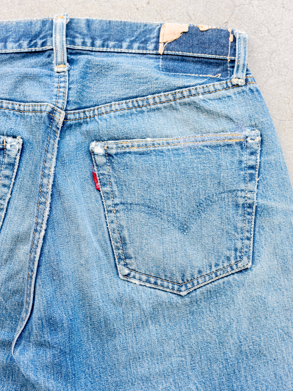 1960’s Levi’s 501XX Hidden Rivets in a True Midwash with Repairs 32W