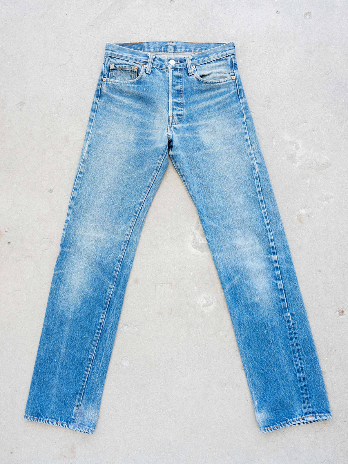 1980’s Levi’s Redline 501s in a Dark Mid Wash with Whiskering 30W
