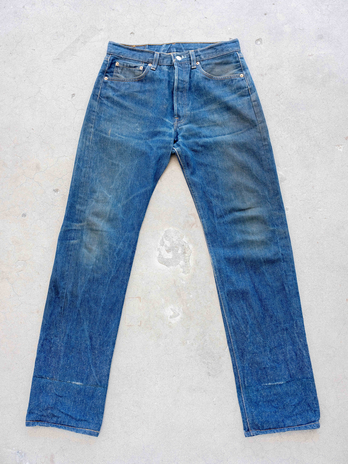 1990’s Levi’s 501s in an Extremely Dark Wash with Cool Wear 32W