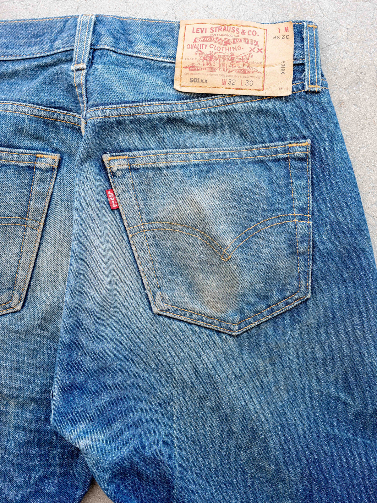 1990’s Levi’s 501s in an Extremely Dark Wash with Cool Wear 32W