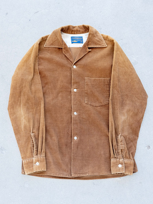 1960’s Arrow Brown Corduroy One Pocket Shirt (Size Small/Medium)
