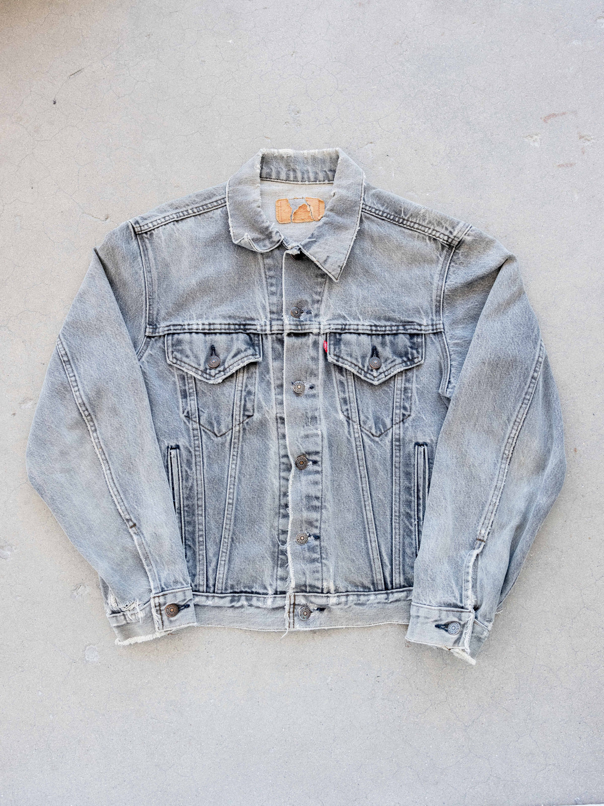 1980’s Levi’s Type 3 in a Faded Grey with Distressing (Size Large)