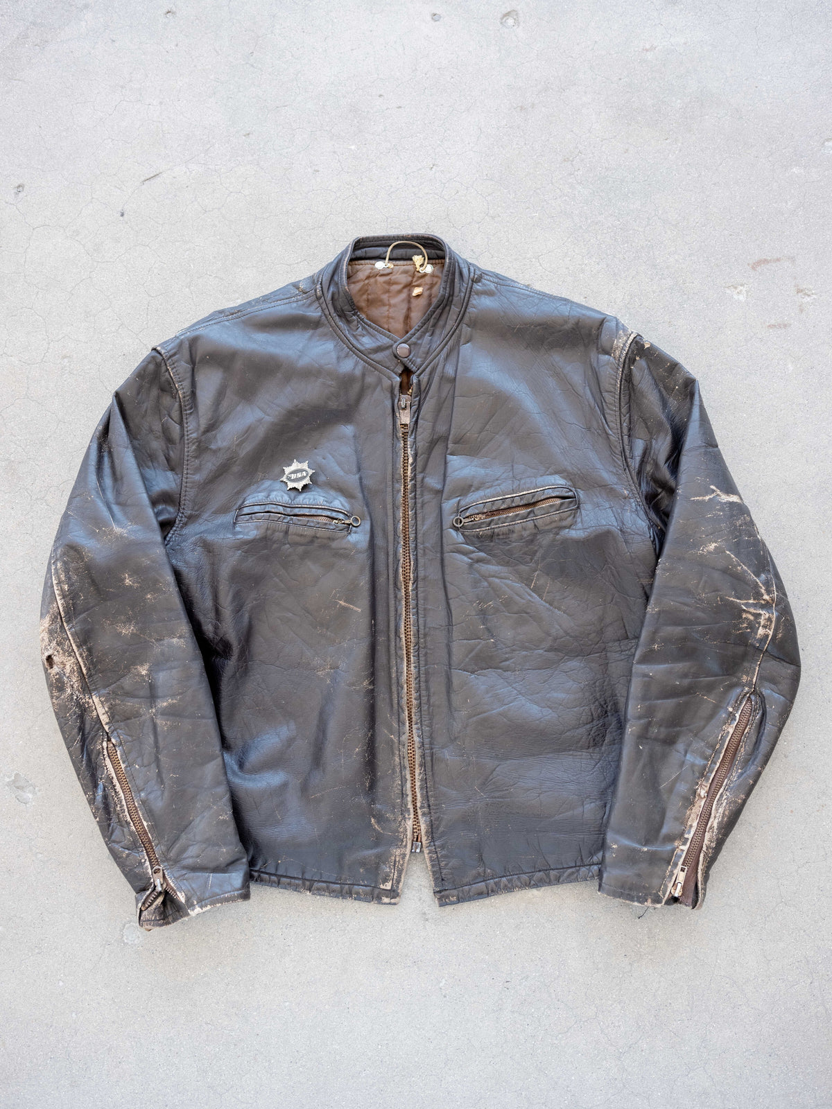 1960’s/1970’s Brown Cafe Racer Moto Jacket with Great Character (Size Large)