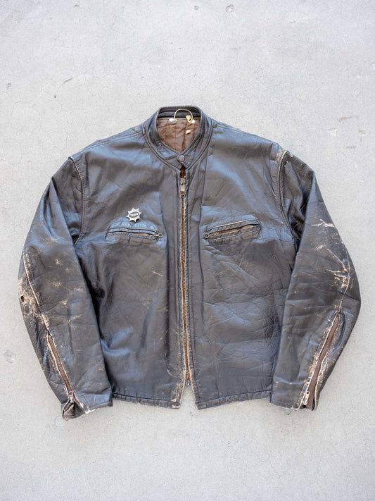 1960’s/1970’s Brown Cafe Racer Moto Jacket with Great Character (Size Large)