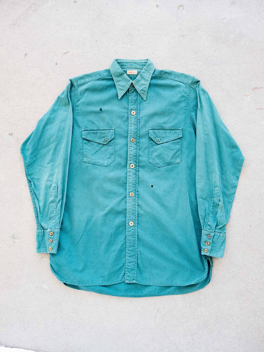 1940’s Towncraft Green Workshirt with Different Buttons (Size Medium)