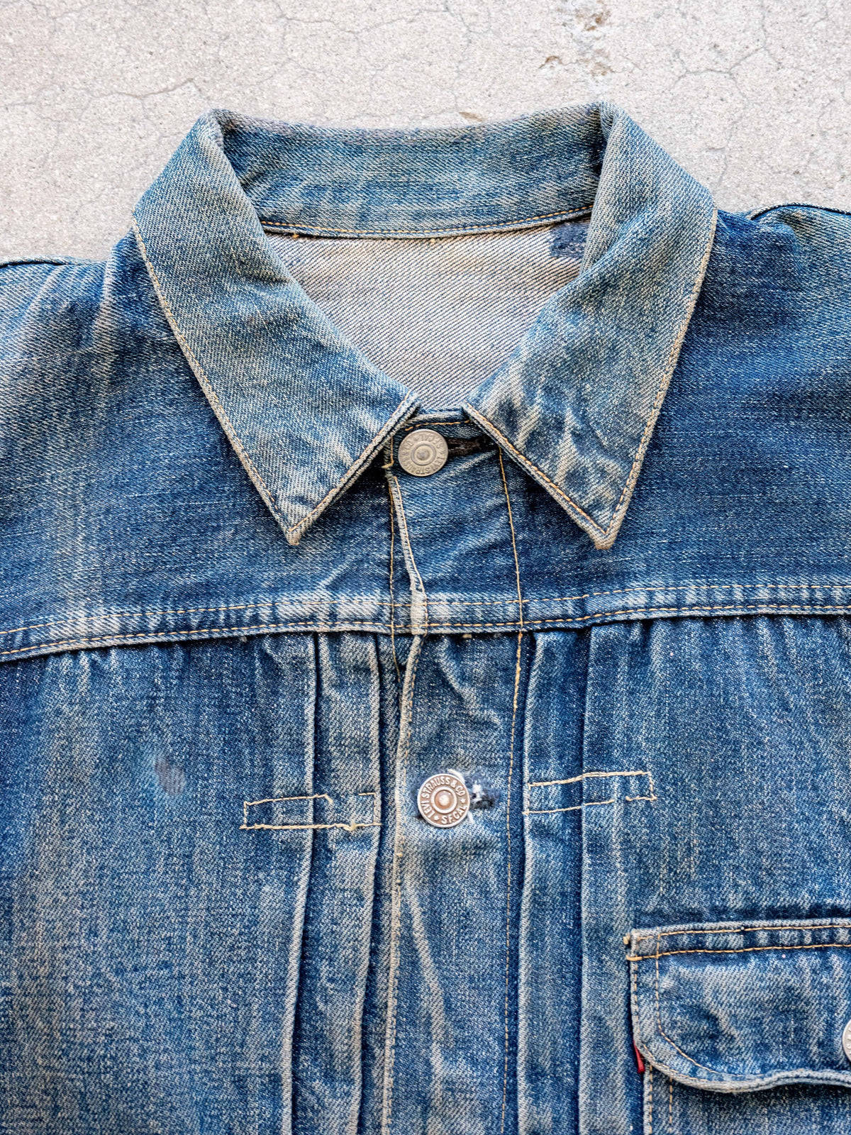 1940’s Levi’s 506XX Type One Jacket in a Midwash with Great Character (Size Medium)