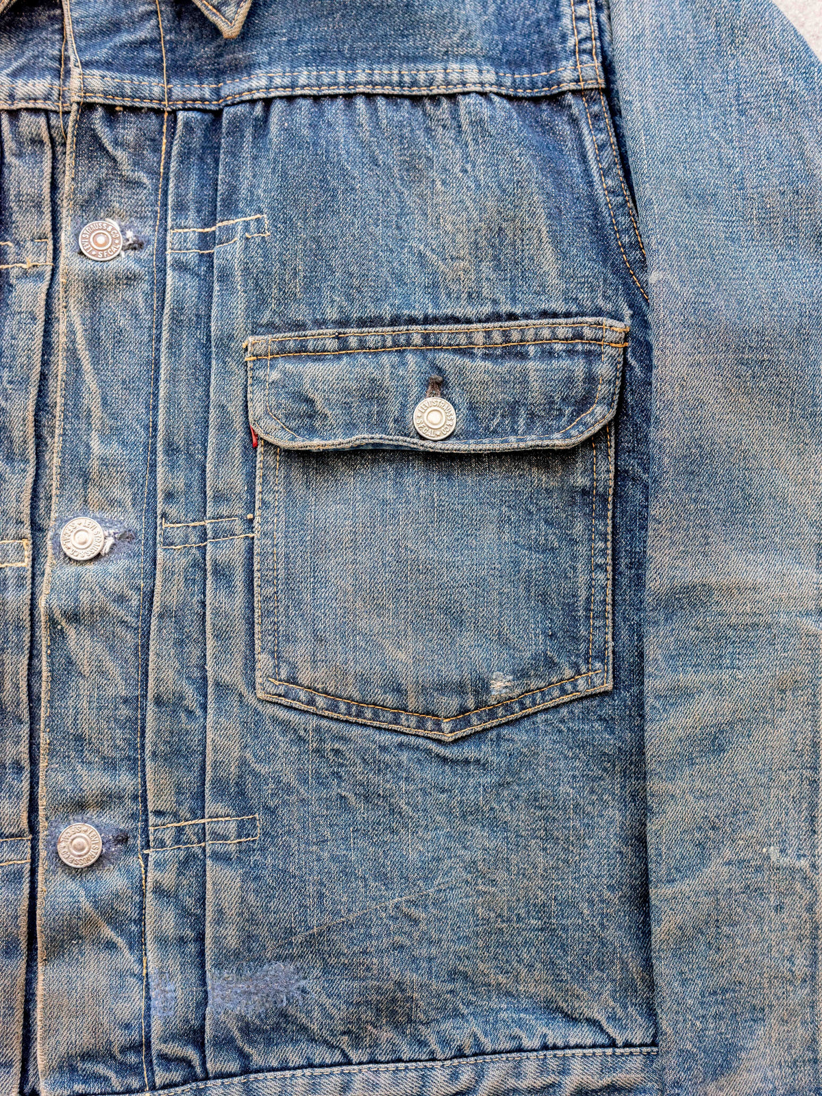 1940’s Levi’s 506XX Type One Jacket in a Midwash with Great Character (Size Medium)