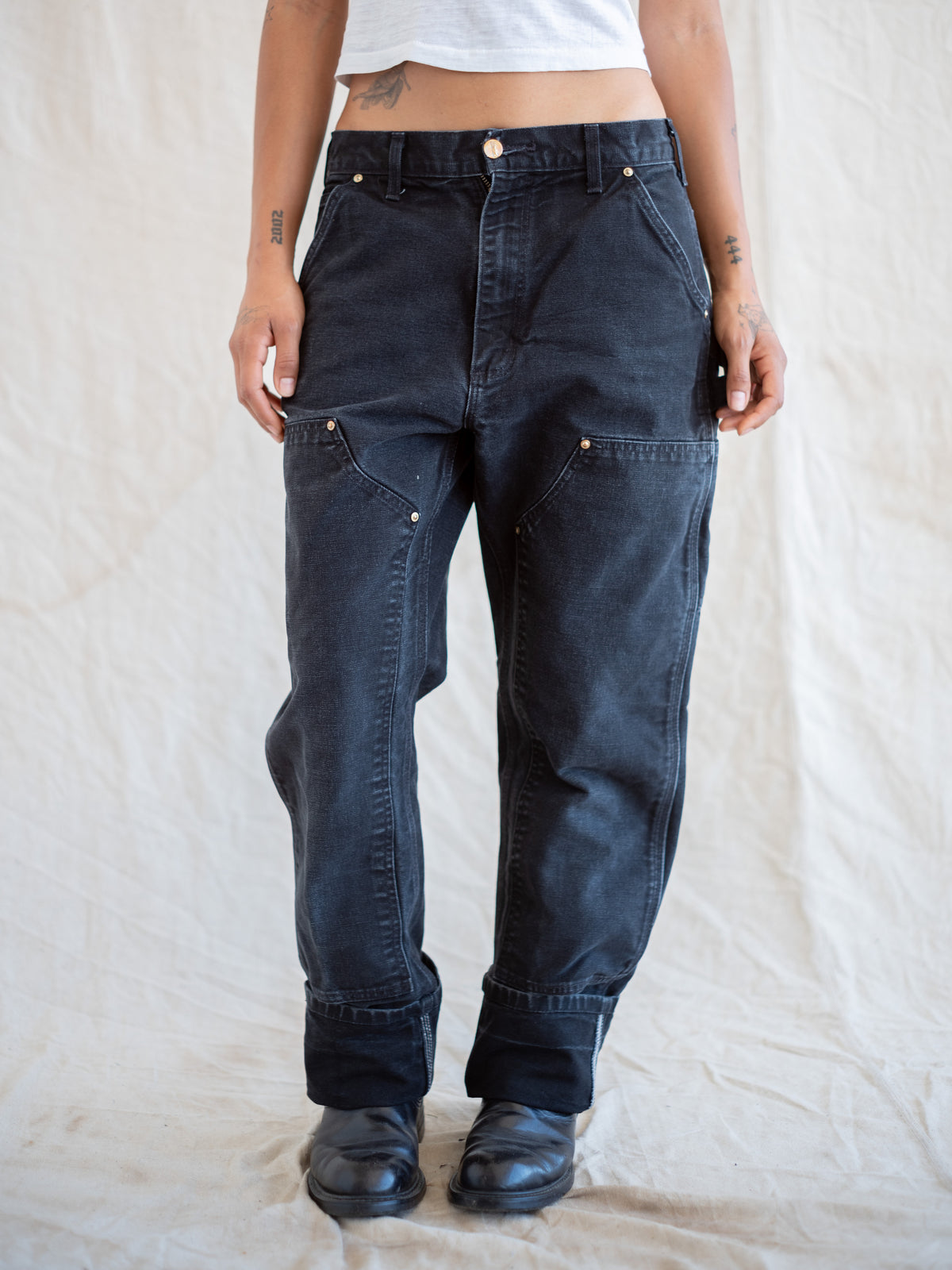 1990’s/2000’s Black Carhartt Double Knees in a Faded Wash 29W
