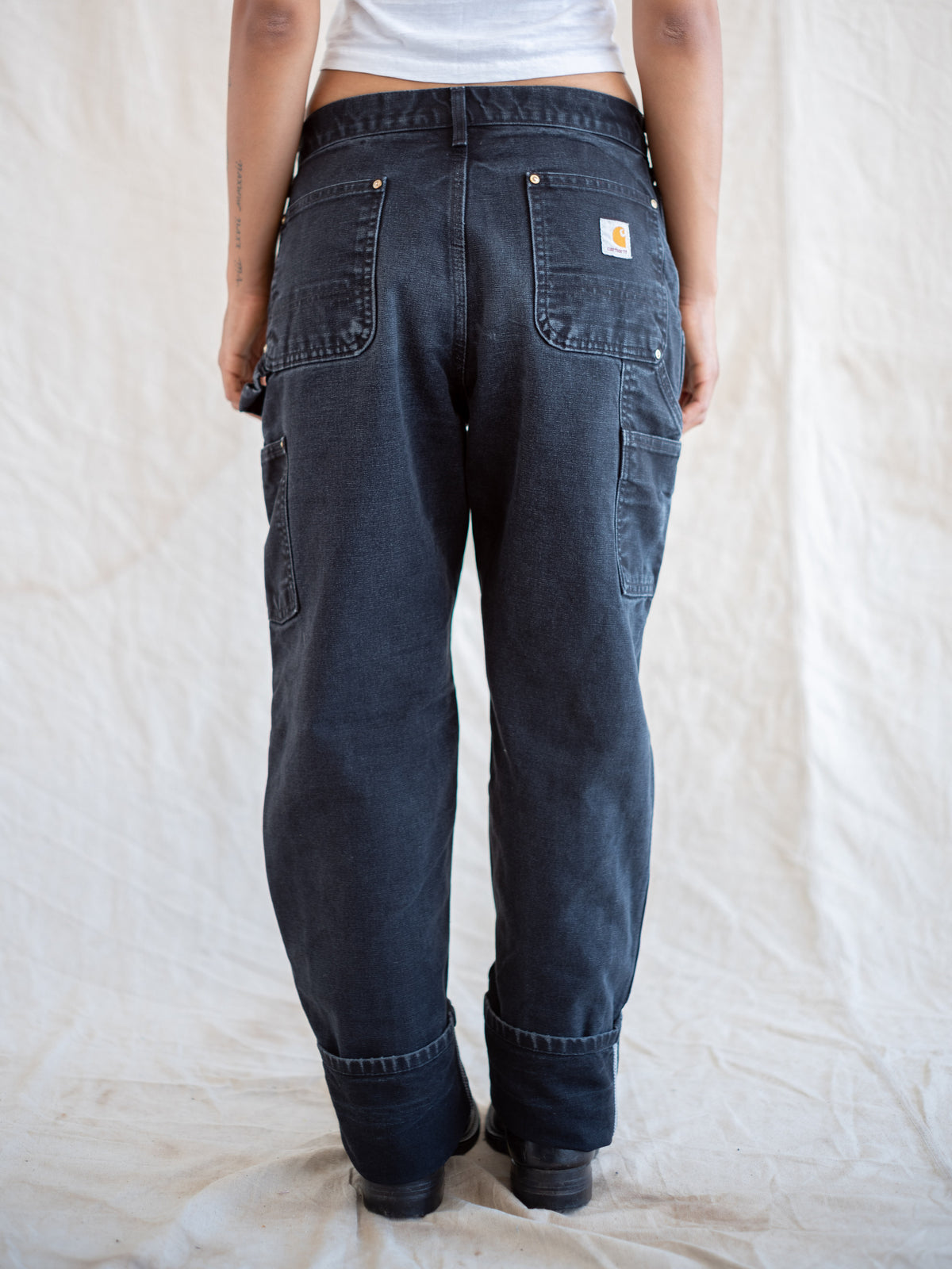 1990’s/2000’s Black Carhartt Double Knees in a Faded Wash 29W