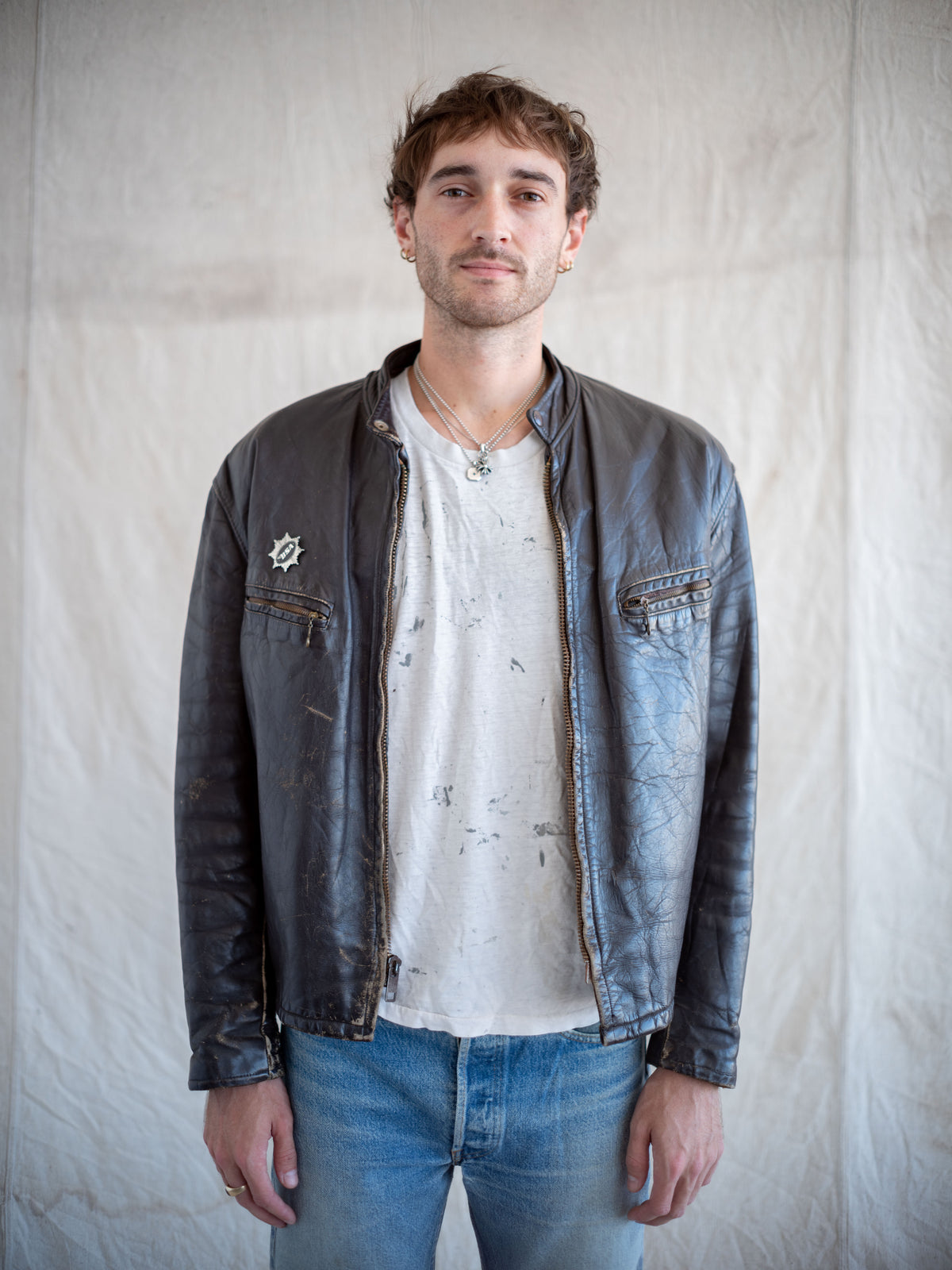 1960’s/1970’s Brown Cafe Racer Moto Jacket with Great Character (Size Large)
