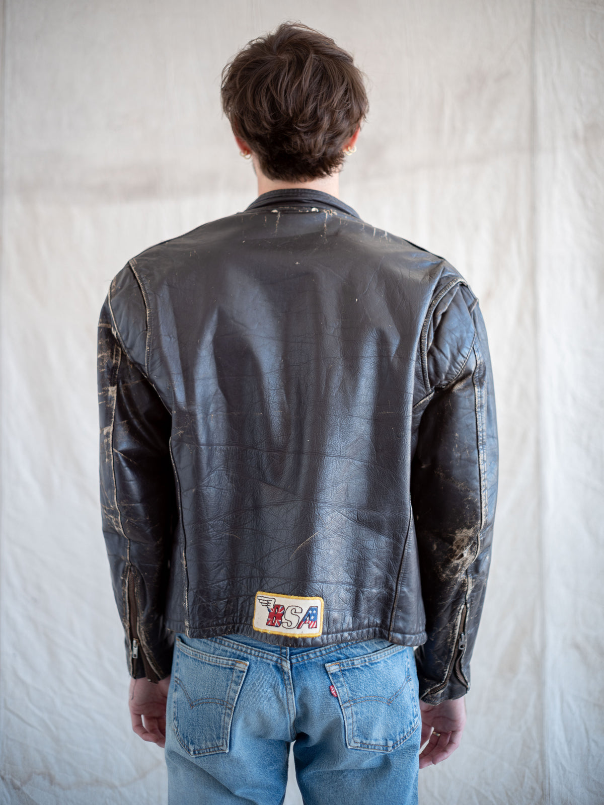 1960’s/1970’s Brown Cafe Racer Moto Jacket with Great Character (Size Large)