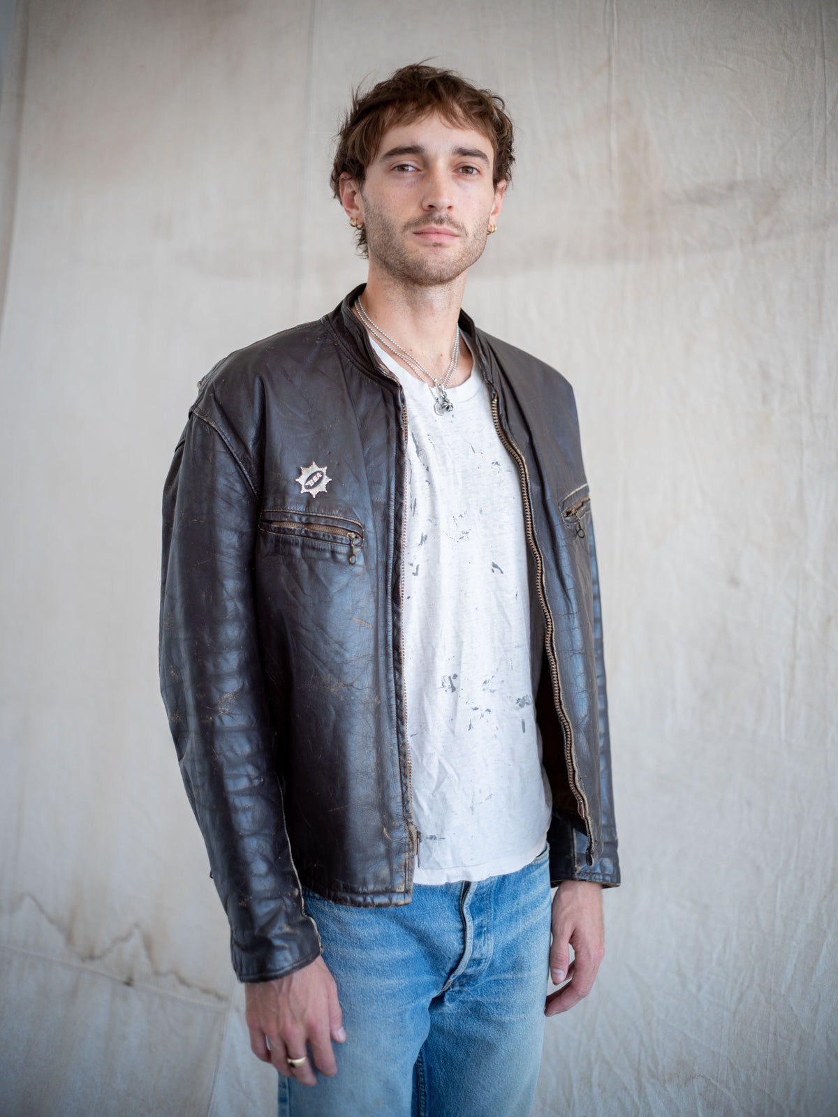 1960’s/1970’s Brown Cafe Racer Moto Jacket with Great Character (Size Large)