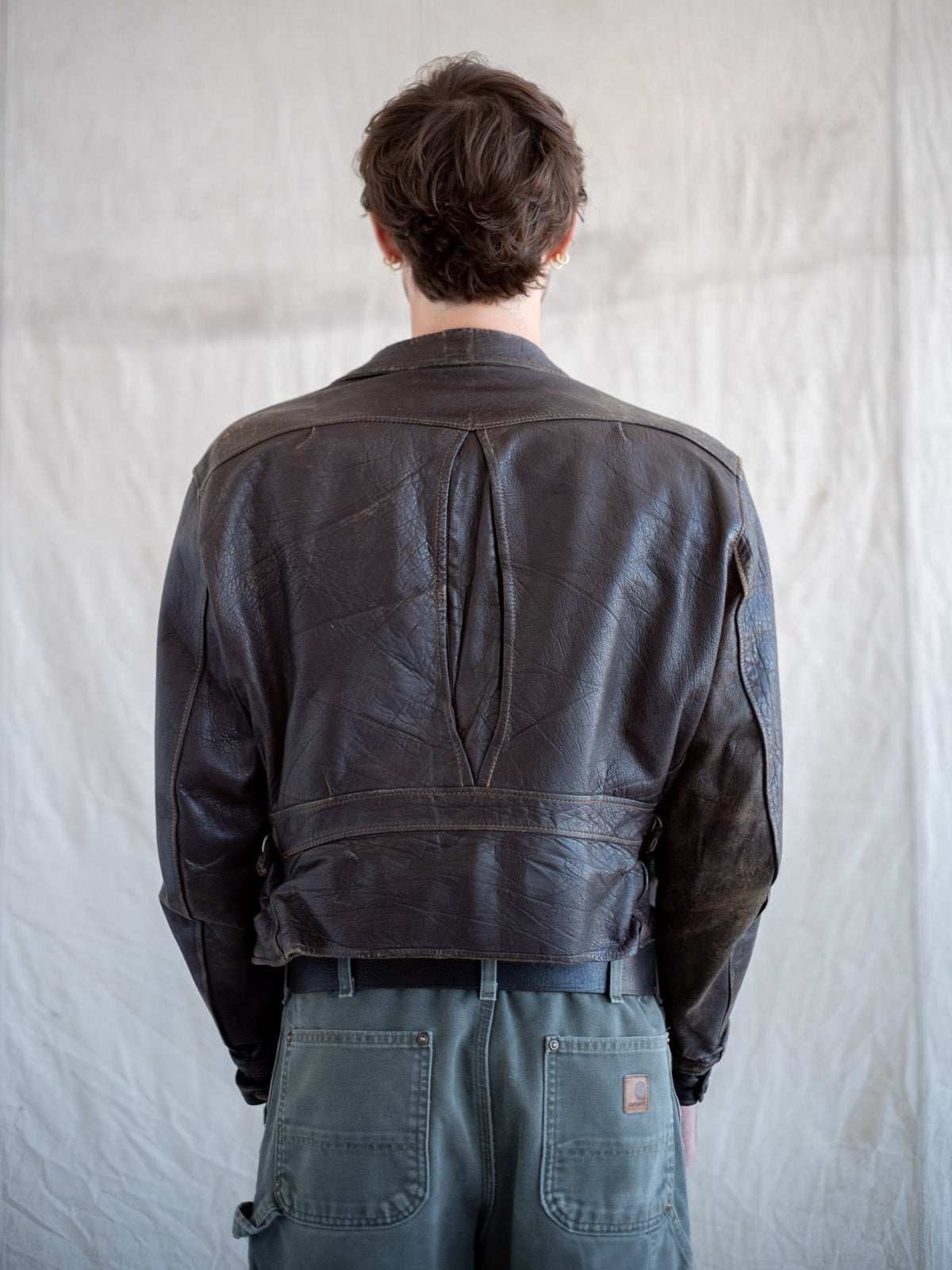 1930’s/1940’s Brown Sportswear Motorcycle Jacket with Salt and Pepper Liner (Size Large)